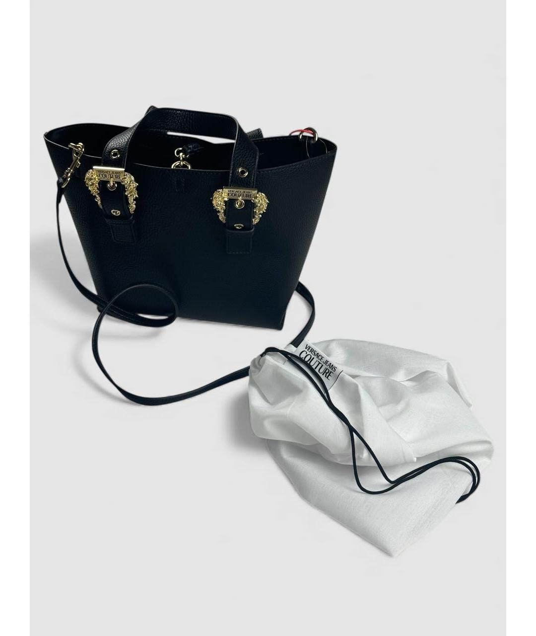 VERSACE JEANS COUTURE Черная кожаная сумка тоут, фото 2