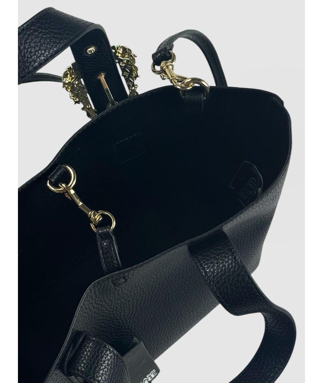 VERSACE JEANS COUTURE Черная кожаная сумка тоут, фото 5