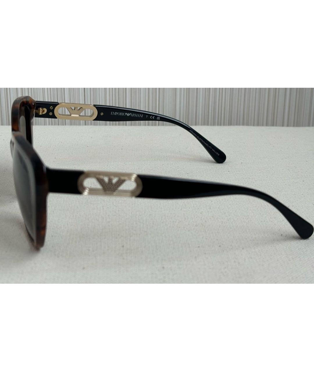 EMPORIO ARMANI Коричневые пластиковые солнцезащитные очки, фото 5