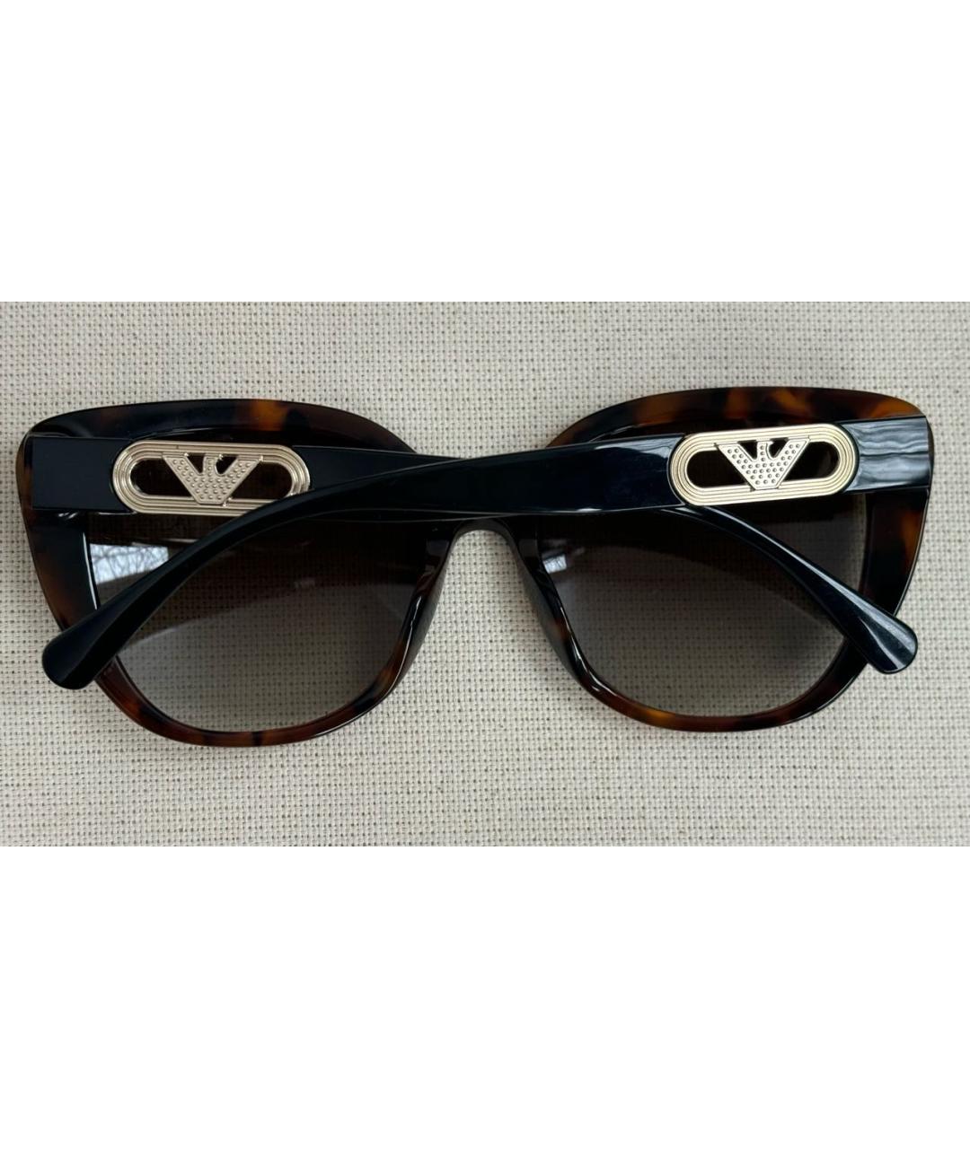 EMPORIO ARMANI Коричневые пластиковые солнцезащитные очки, фото 8