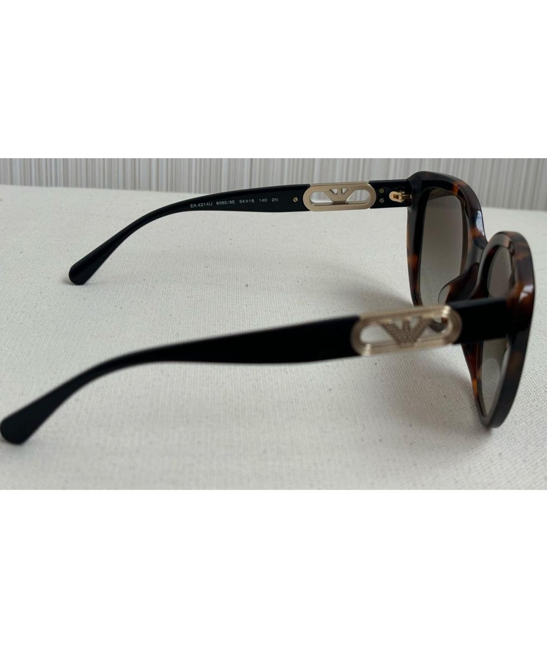 EMPORIO ARMANI Коричневые пластиковые солнцезащитные очки, фото 6