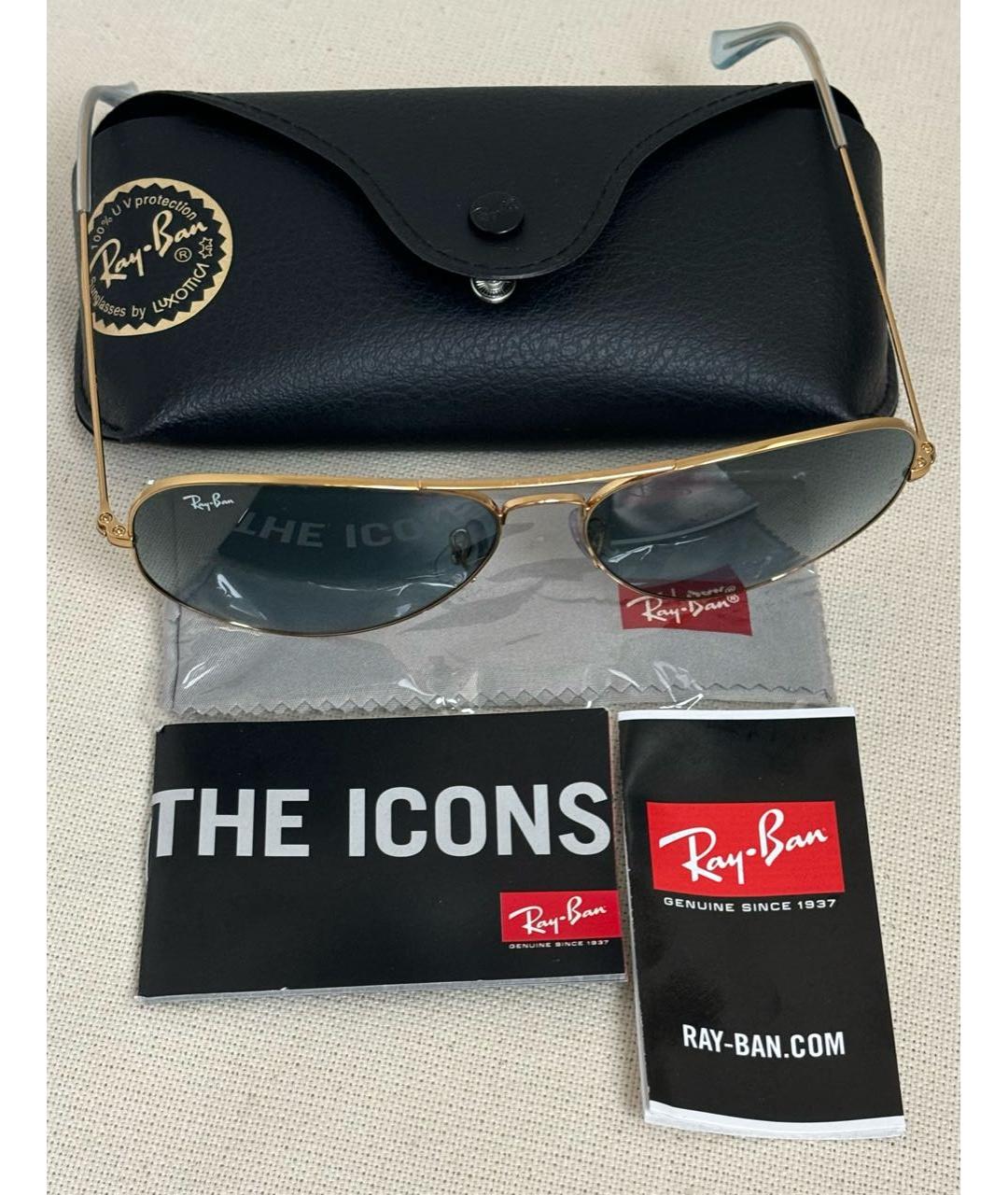 RAY BAN Голубые металлические солнцезащитные очки, фото 7