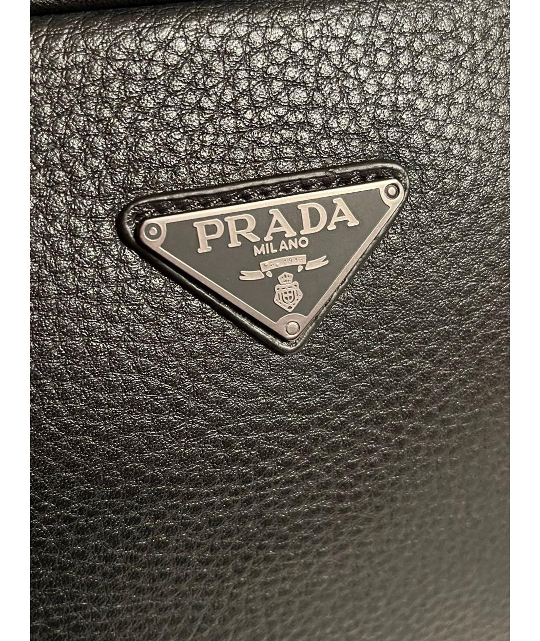 PRADA Черный кожаный портфель, фото 7