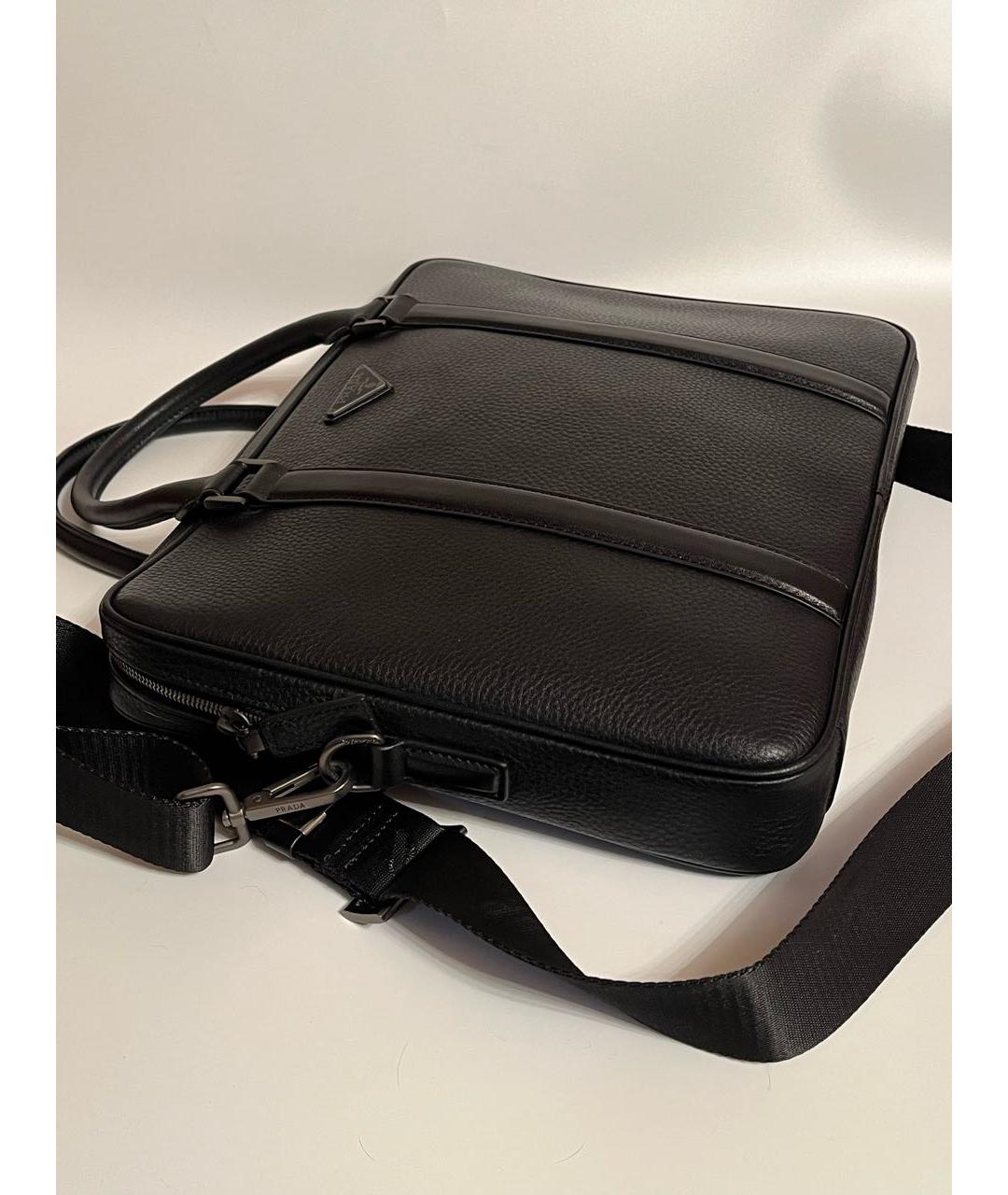 PRADA Черный кожаный портфель, фото 3
