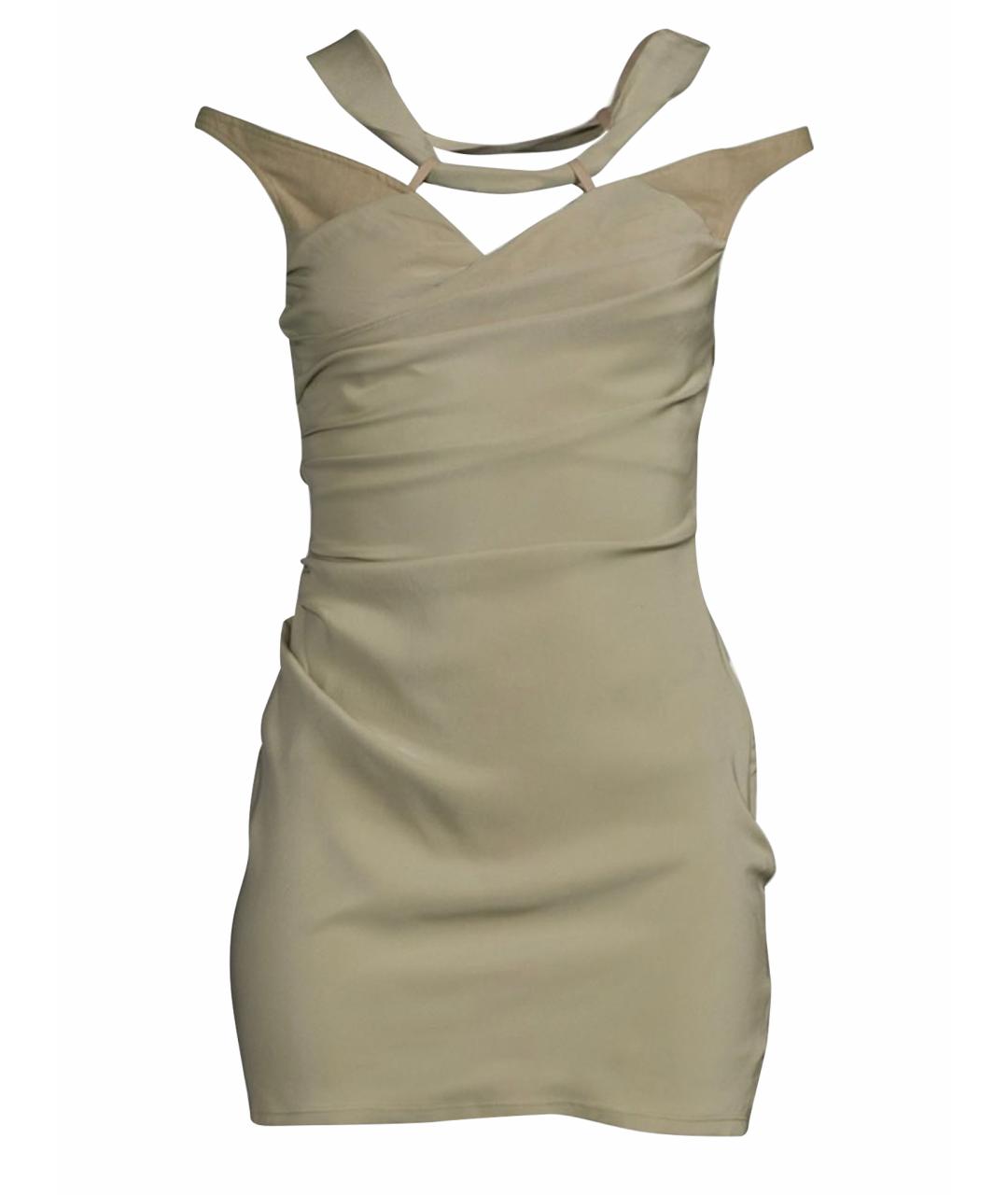 JACQUEMUS Хаки вискозное коктейльное платье, фото 1