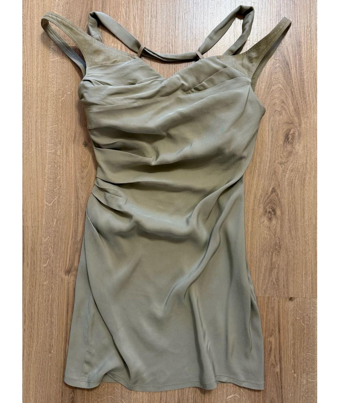 JACQUEMUS Хаки вискозное коктейльное платье, фото 2