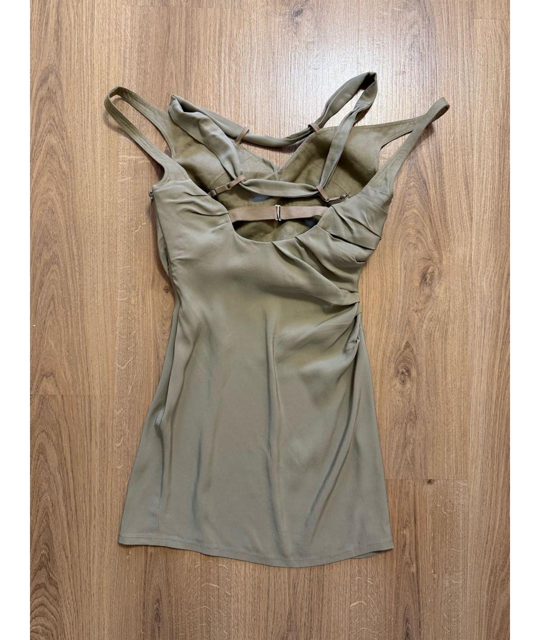 JACQUEMUS Хаки вискозное коктейльное платье, фото 3