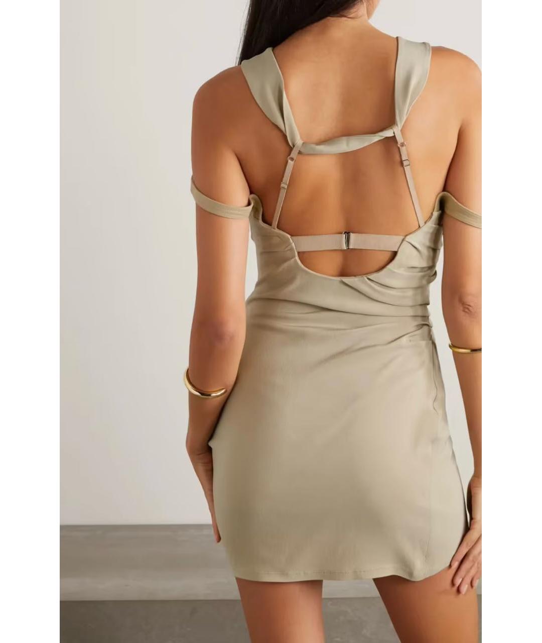 JACQUEMUS Хаки вискозное коктейльное платье, фото 6