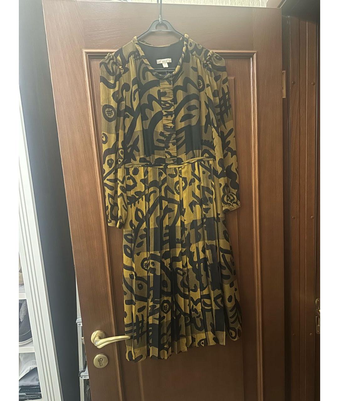 BURBERRY Горчичное шелковое повседневное платье, фото 5