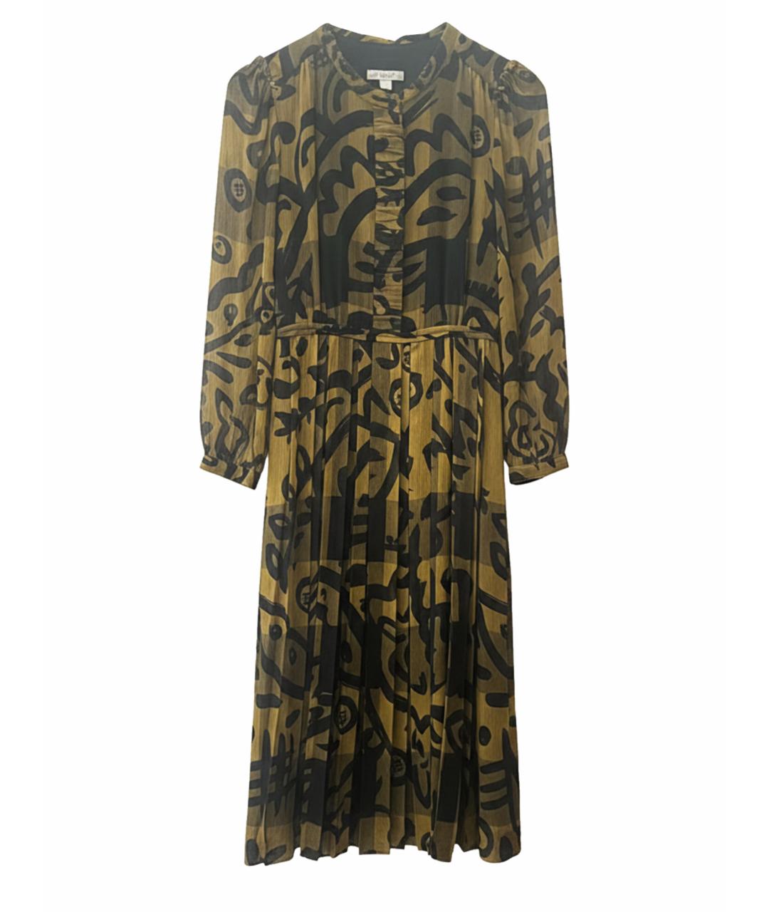 BURBERRY Горчичное шелковое повседневное платье, фото 1