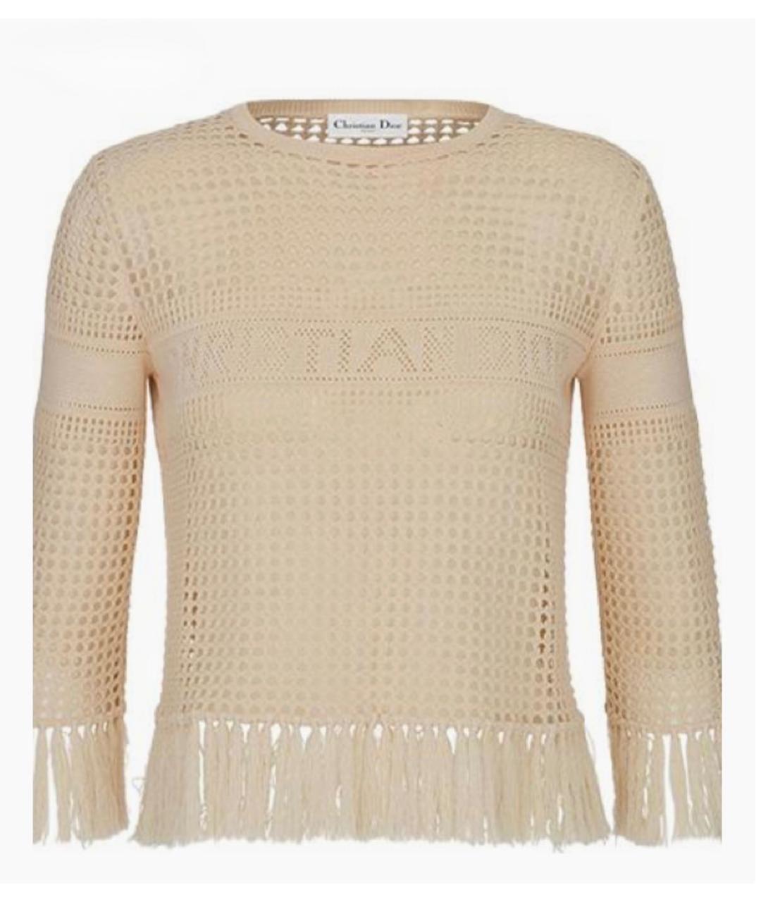 CHRISTIAN DIOR Бежевый хлопковый джемпер / свитер, фото 1