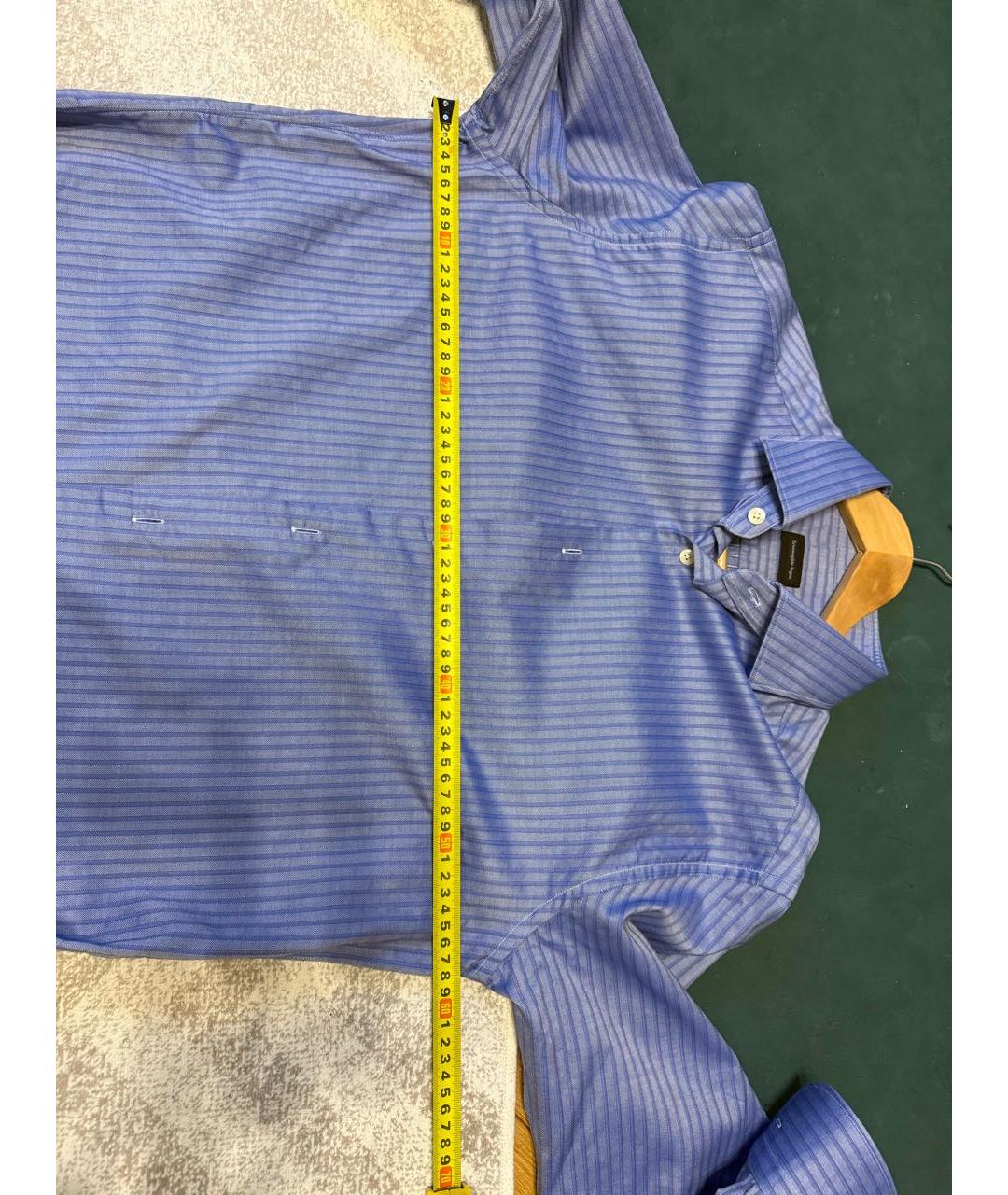 ERMENEGILDO ZEGNA XXX Синяя хлопковая классическая рубашка, фото 6