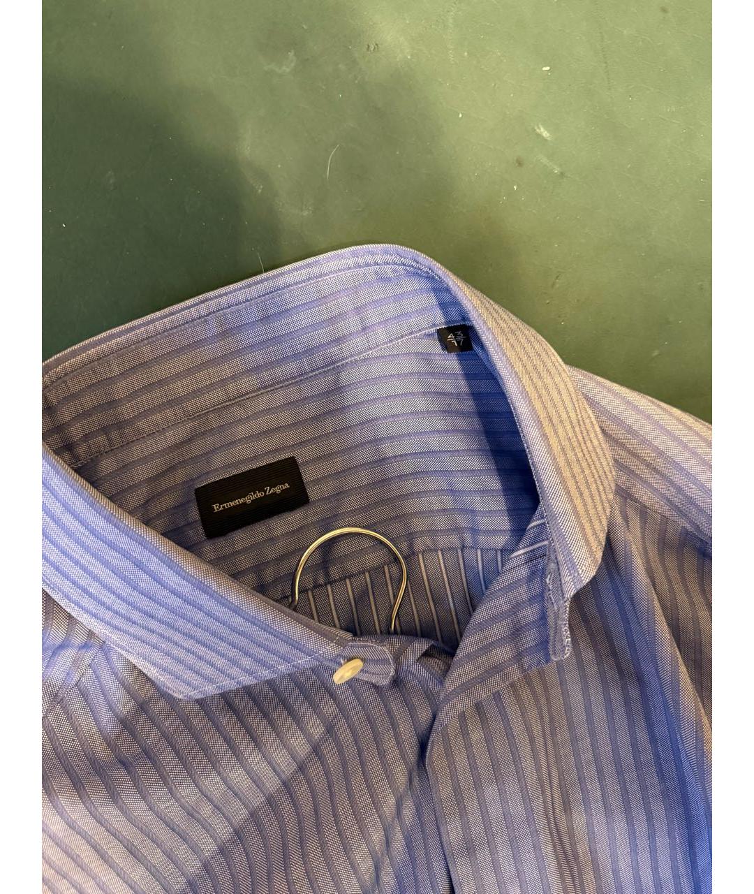 ERMENEGILDO ZEGNA XXX Синяя хлопковая классическая рубашка, фото 3