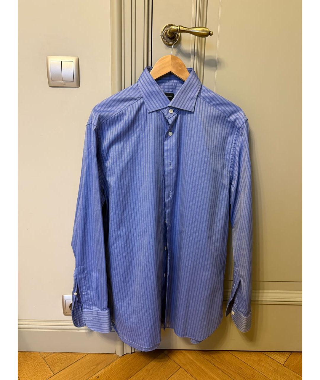 ERMENEGILDO ZEGNA XXX Синяя хлопковая классическая рубашка, фото 9