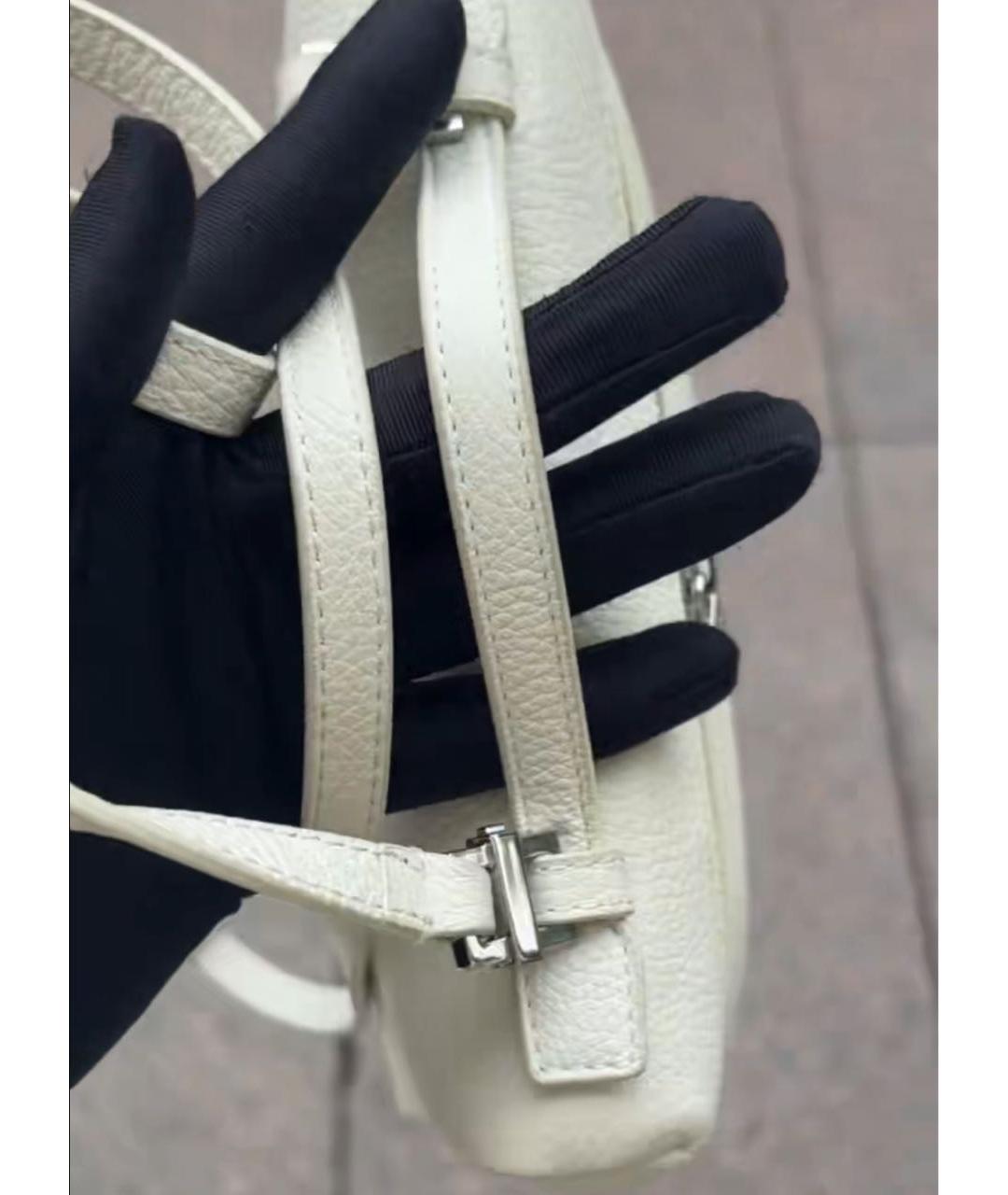 LORO PIANA Белая кожаная сумка через плечо, фото 5