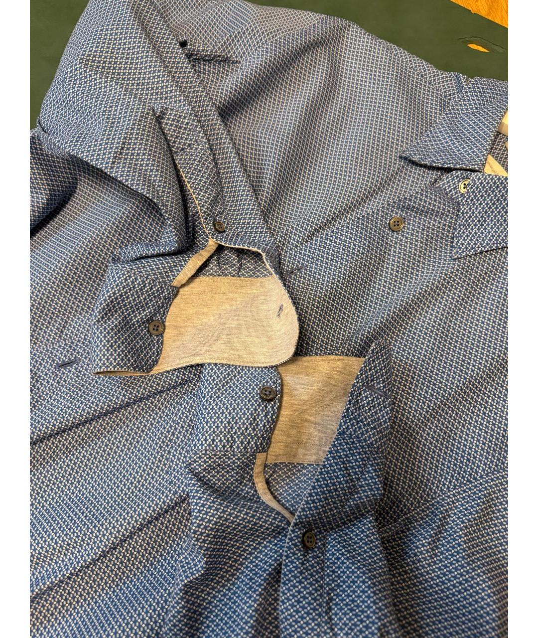 ERMENEGILDO ZEGNA XXX Темно-синяя хлопковая классическая рубашка, фото 4