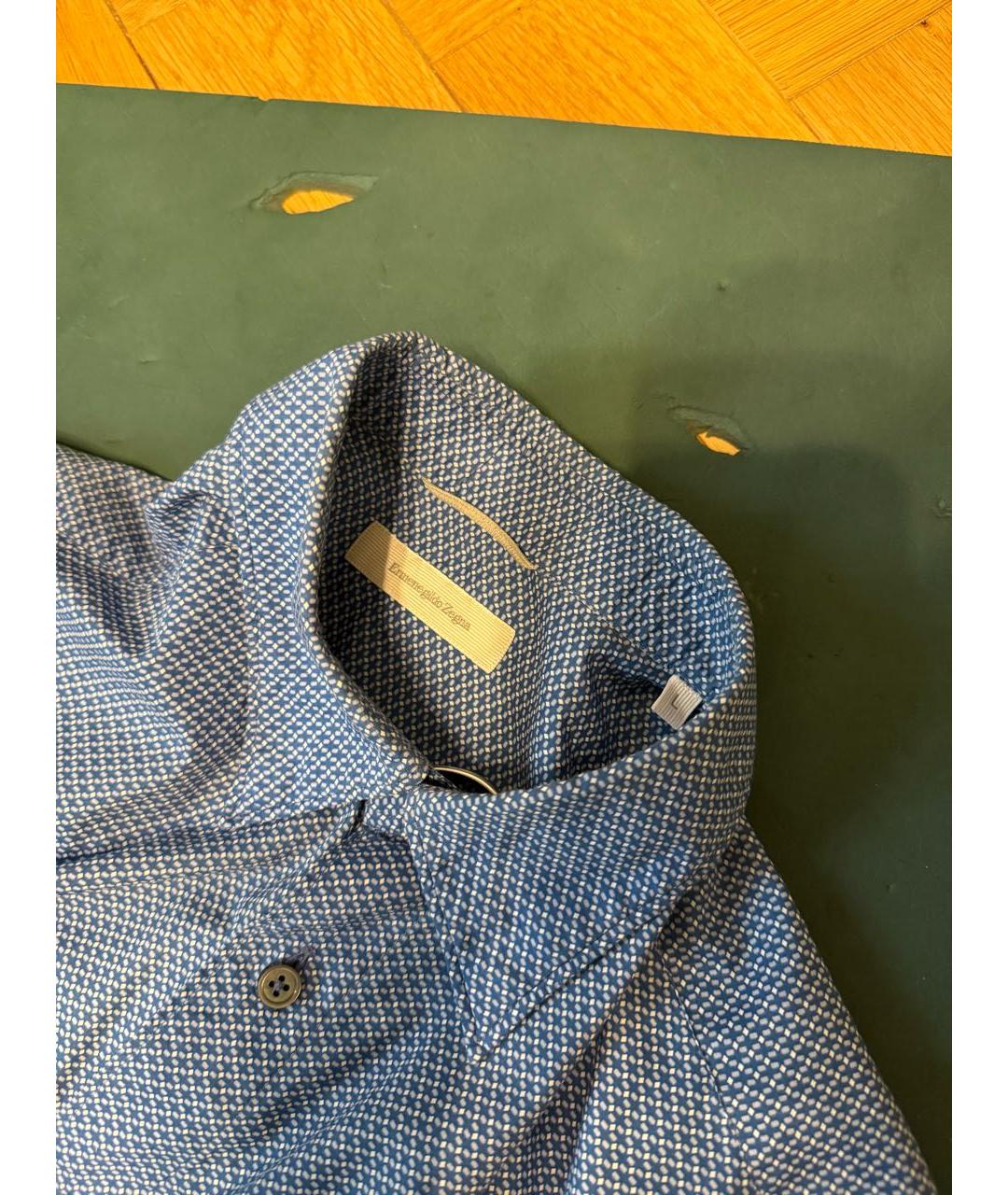 ERMENEGILDO ZEGNA XXX Темно-синяя хлопковая классическая рубашка, фото 3