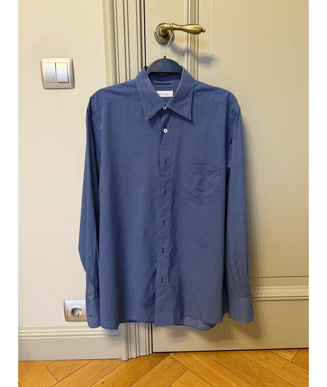 ERMENEGILDO ZEGNA XXX Темно-синяя хлопковая классическая рубашка, фото 9