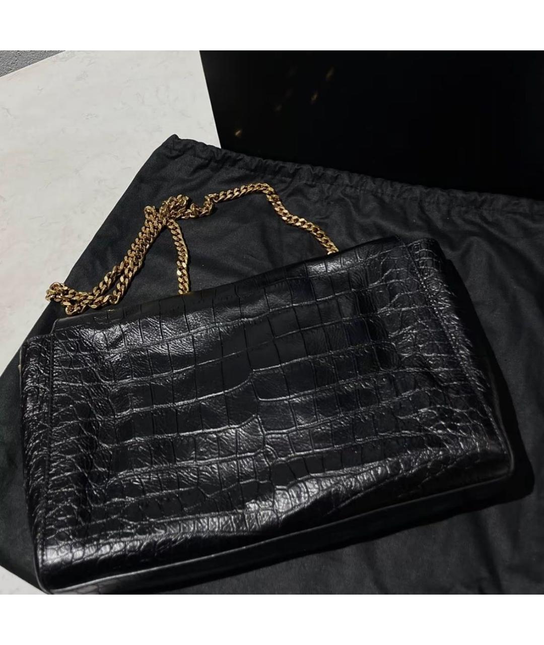 SAINT LAURENT Черная кожаная сумка через плечо, фото 3