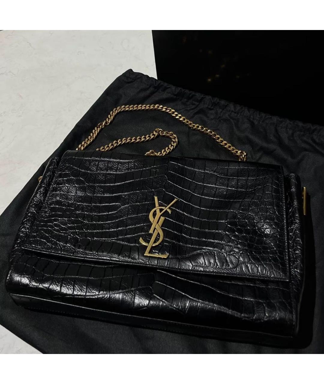 SAINT LAURENT Черная кожаная сумка через плечо, фото 2