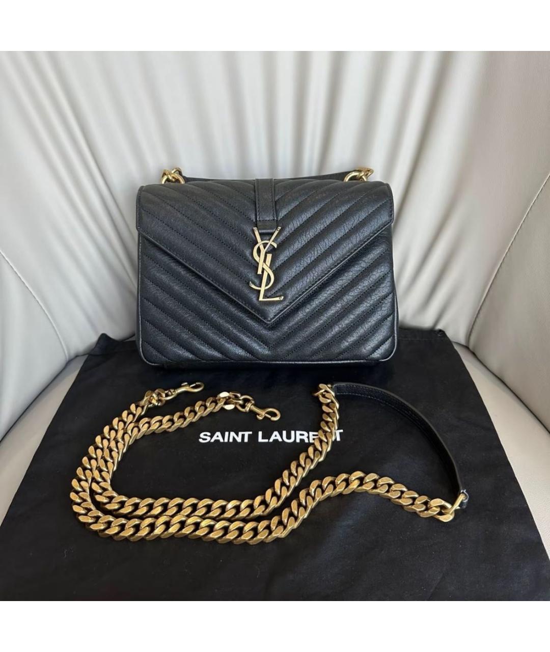 SAINT LAURENT Черная кожаная сумка через плечо, фото 2