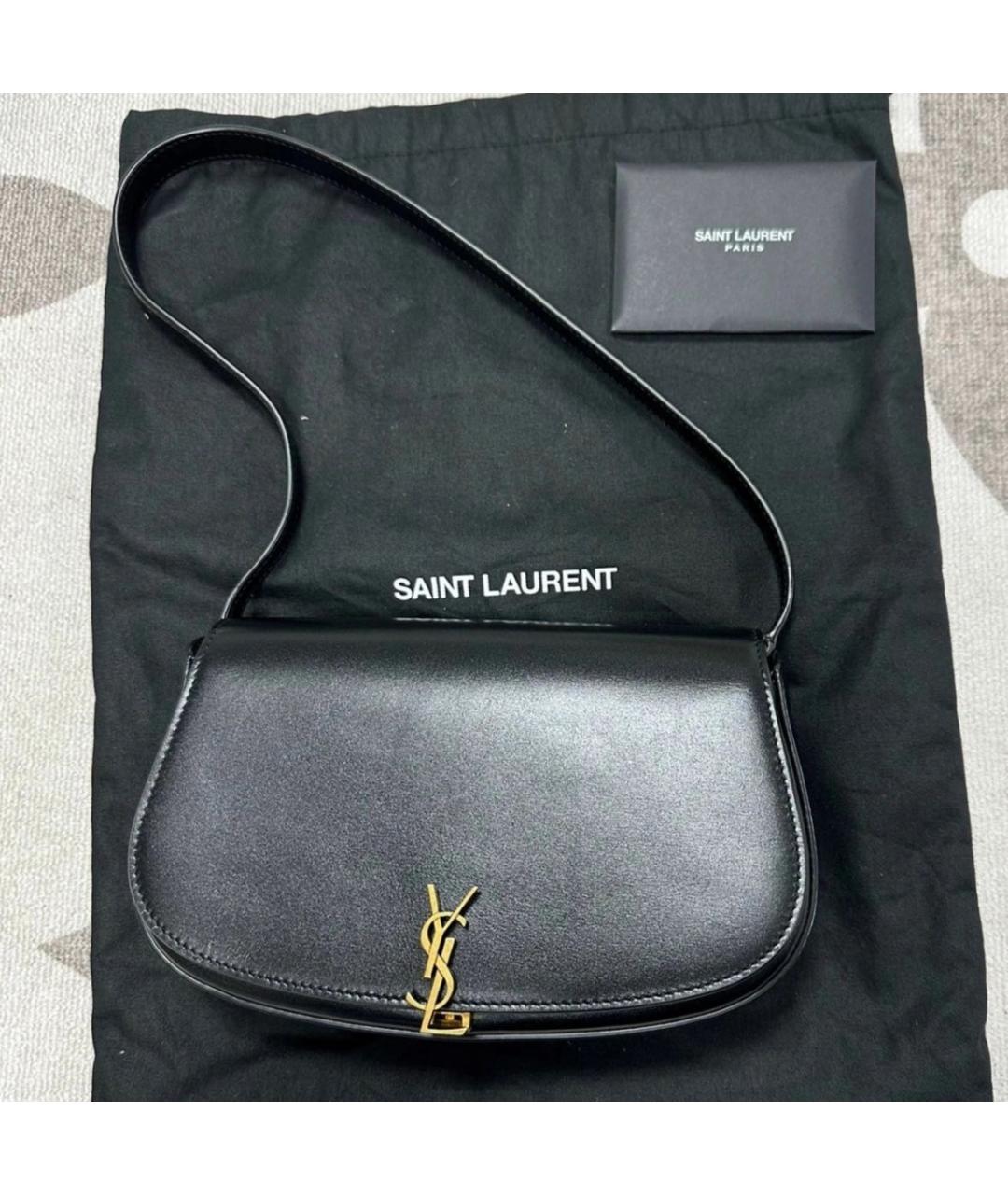 SAINT LAURENT Черная кожаная сумка через плечо, фото 2