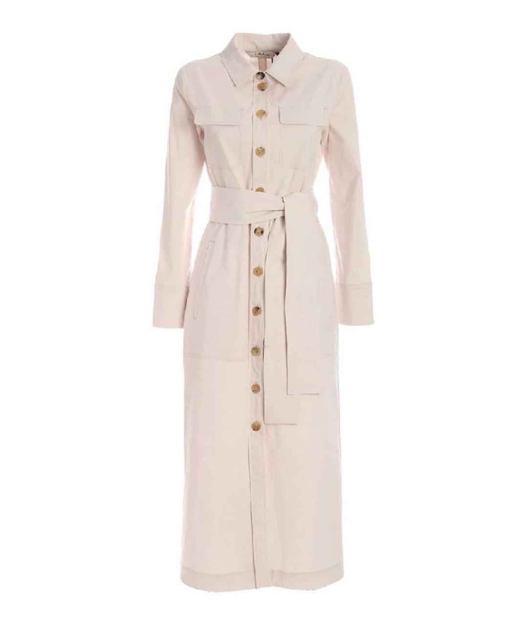 'S MAX MARA Белое хлопко-эластановое повседневное платье, фото 7