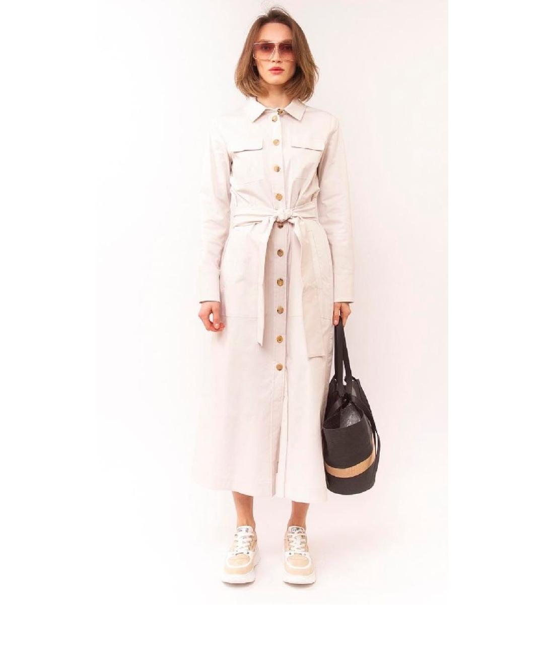 'S MAX MARA Белое хлопко-эластановое повседневное платье, фото 5