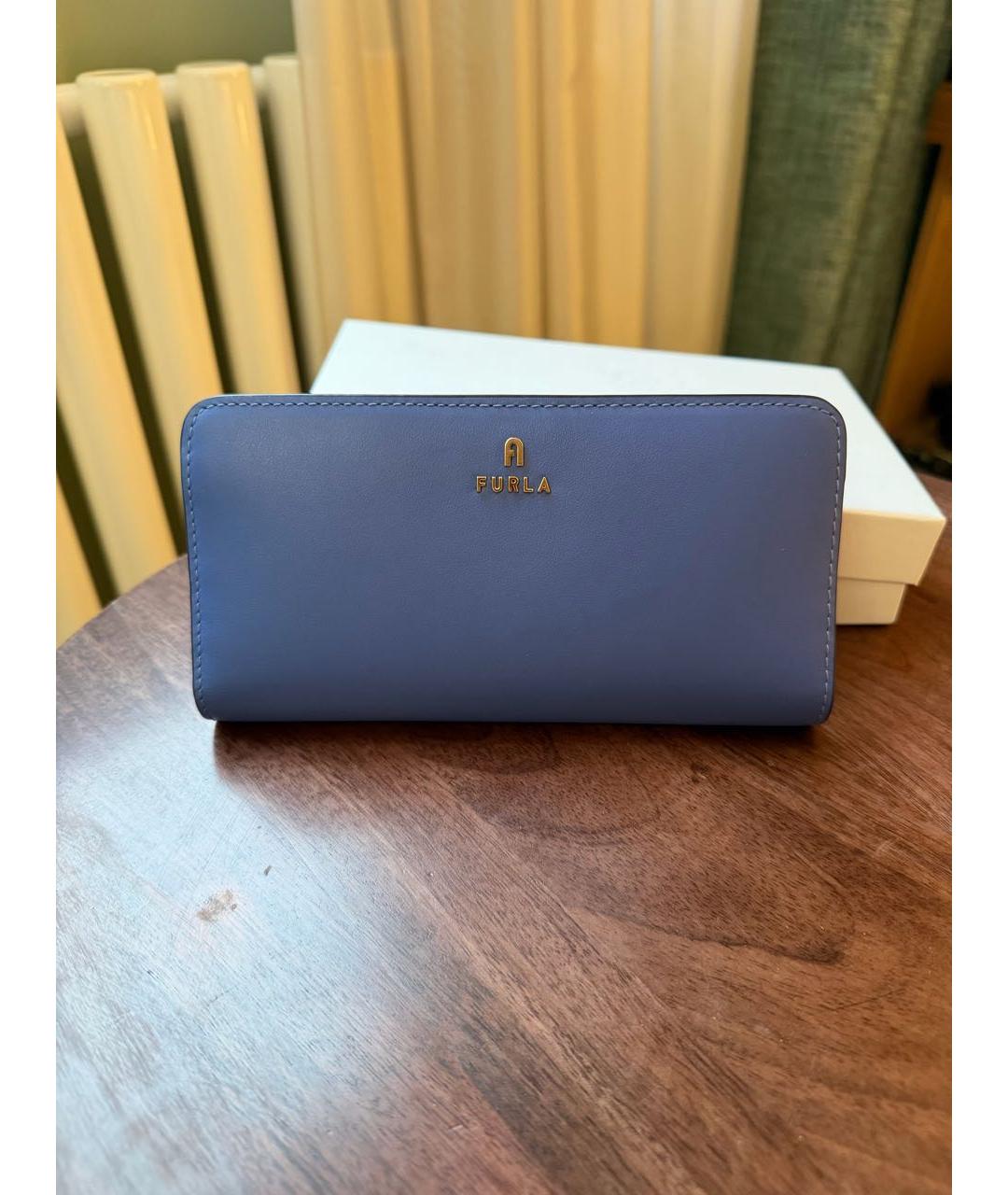 FURLA Голубой кожаный кошелек, фото 2