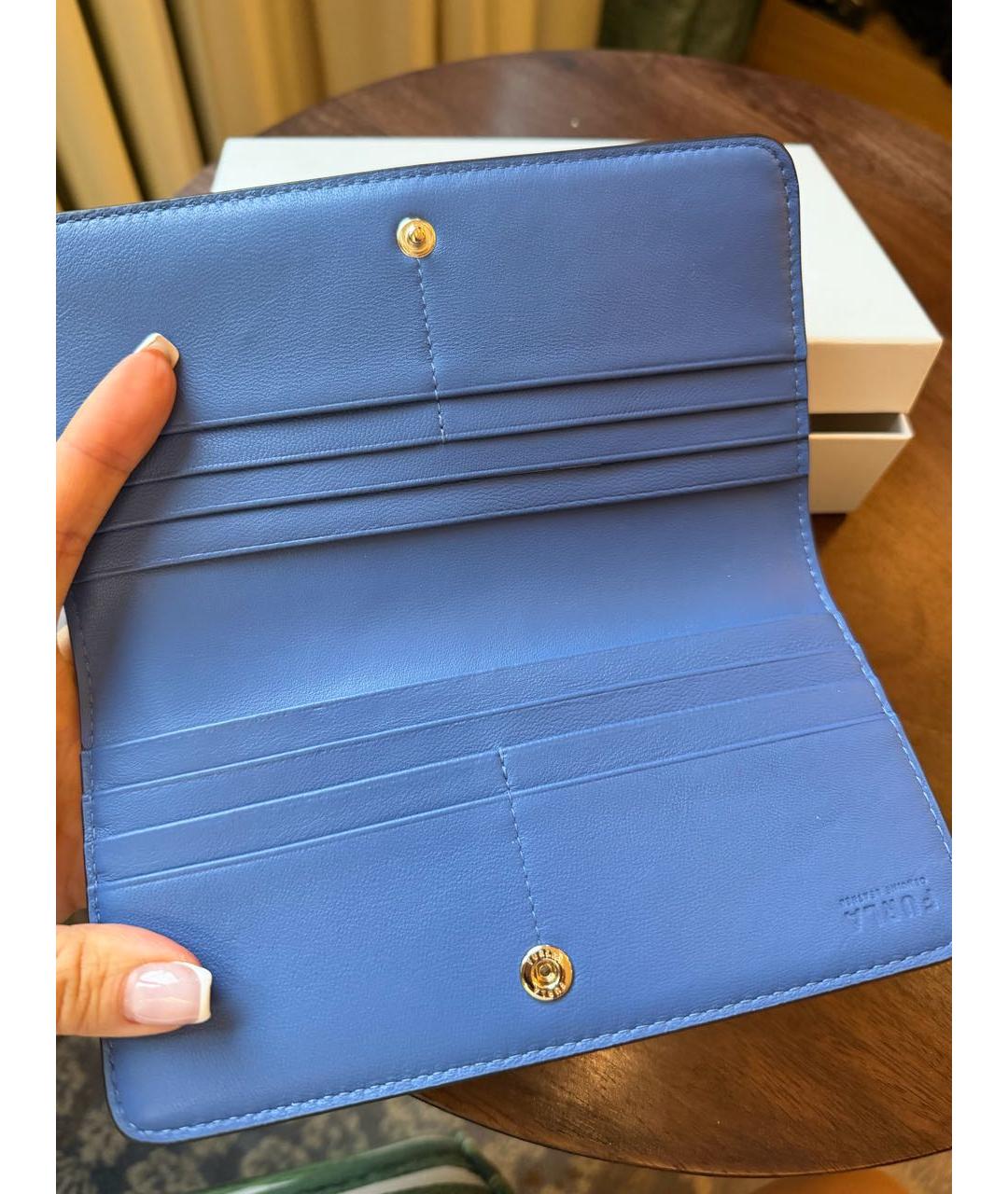 FURLA Голубой кожаный кошелек, фото 4