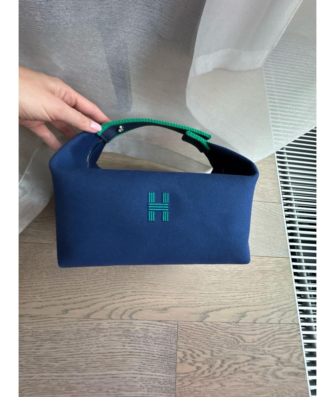 HERMES Темно-синяя косметичка, фото 8