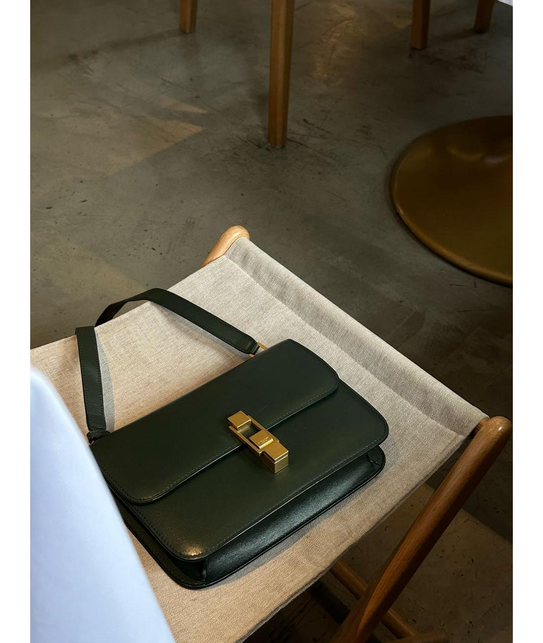 SAINT LAURENT Зеленая кожаная сумка через плечо, фото 4