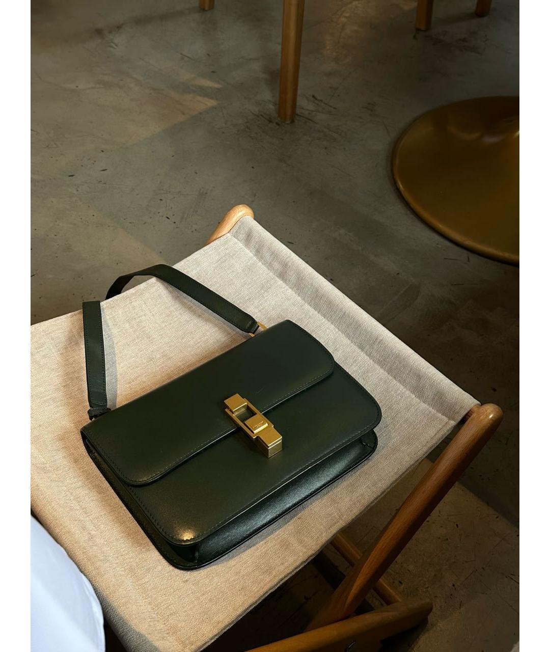 SAINT LAURENT Зеленая кожаная сумка через плечо, фото 3