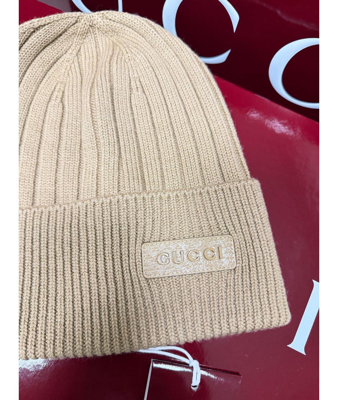 GUCCI Бежевая шерстяная шапка, фото 2