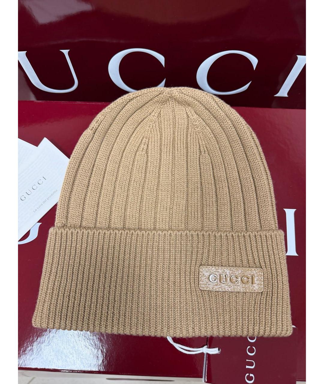 GUCCI Бежевая шерстяная шапка, фото 6