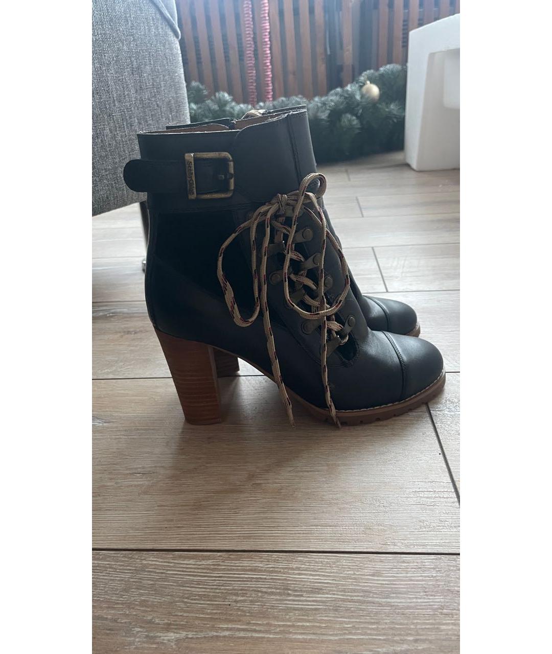 SEE BY CHLOE Черные кожаные ботинки, фото 6