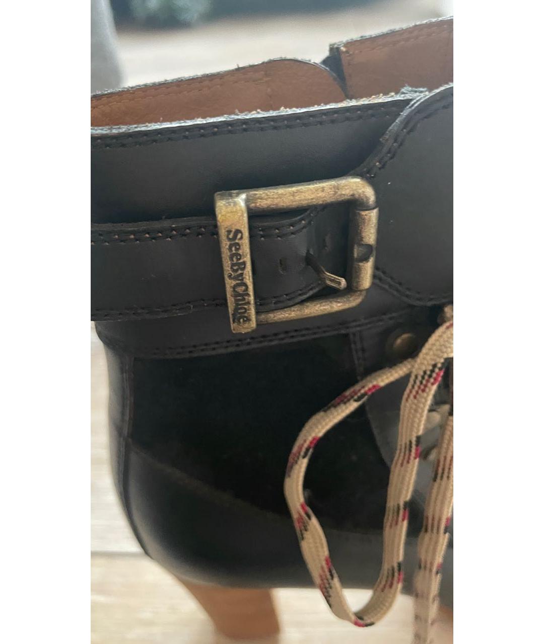 SEE BY CHLOE Черные кожаные ботинки, фото 4