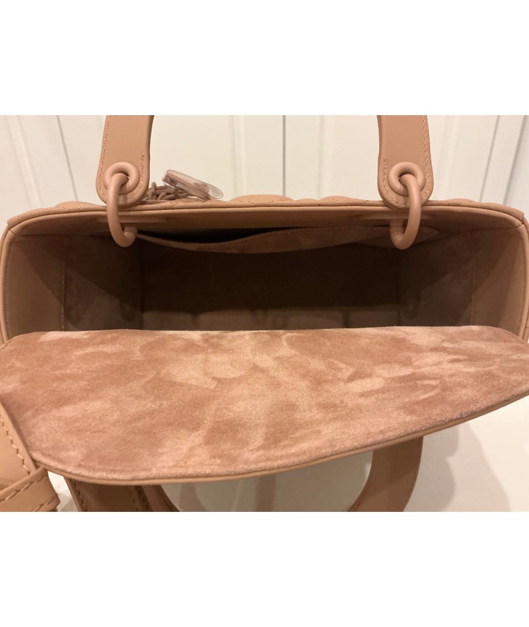 CHRISTIAN DIOR Коричневая кожаная сумка с короткими ручками, фото 4