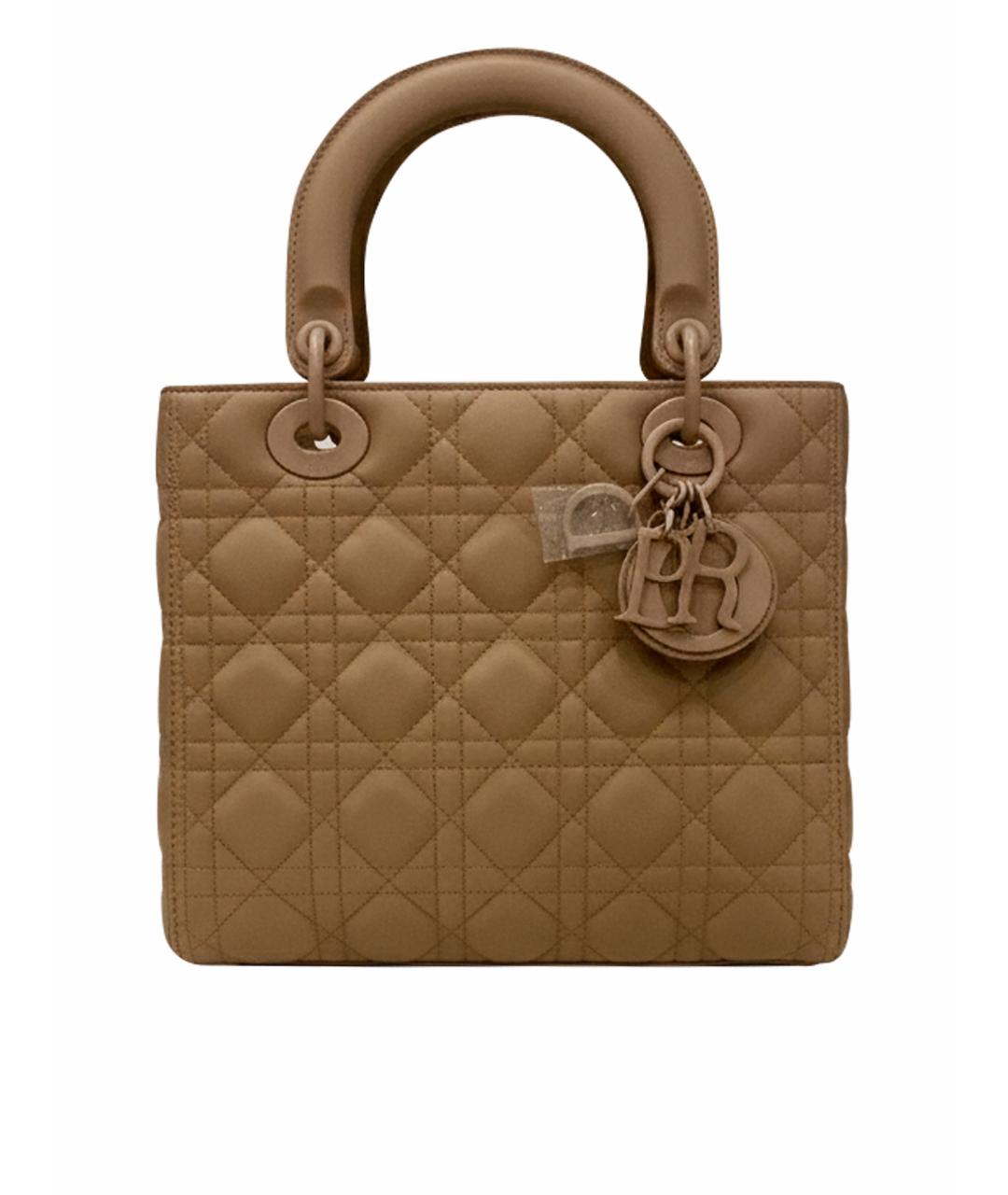 CHRISTIAN DIOR Коричневая кожаная сумка с короткими ручками, фото 1