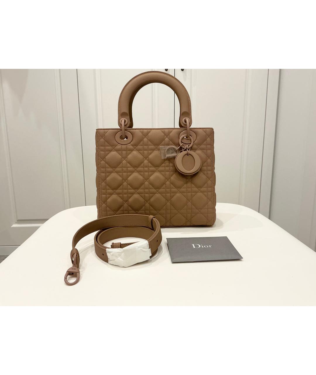 CHRISTIAN DIOR Коричневая кожаная сумка с короткими ручками, фото 8