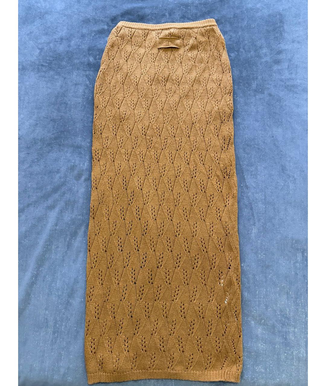 TWIN-SET Коричневая шерстяная юбка макси, фото 3