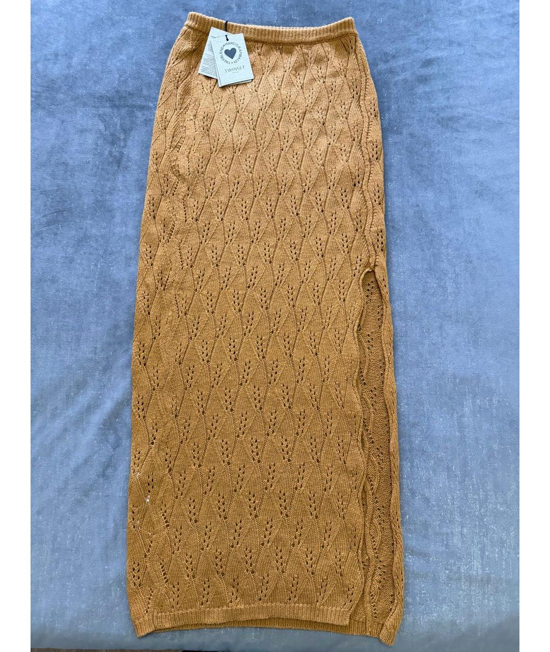 TWIN-SET Коричневая шерстяная юбка макси, фото 2