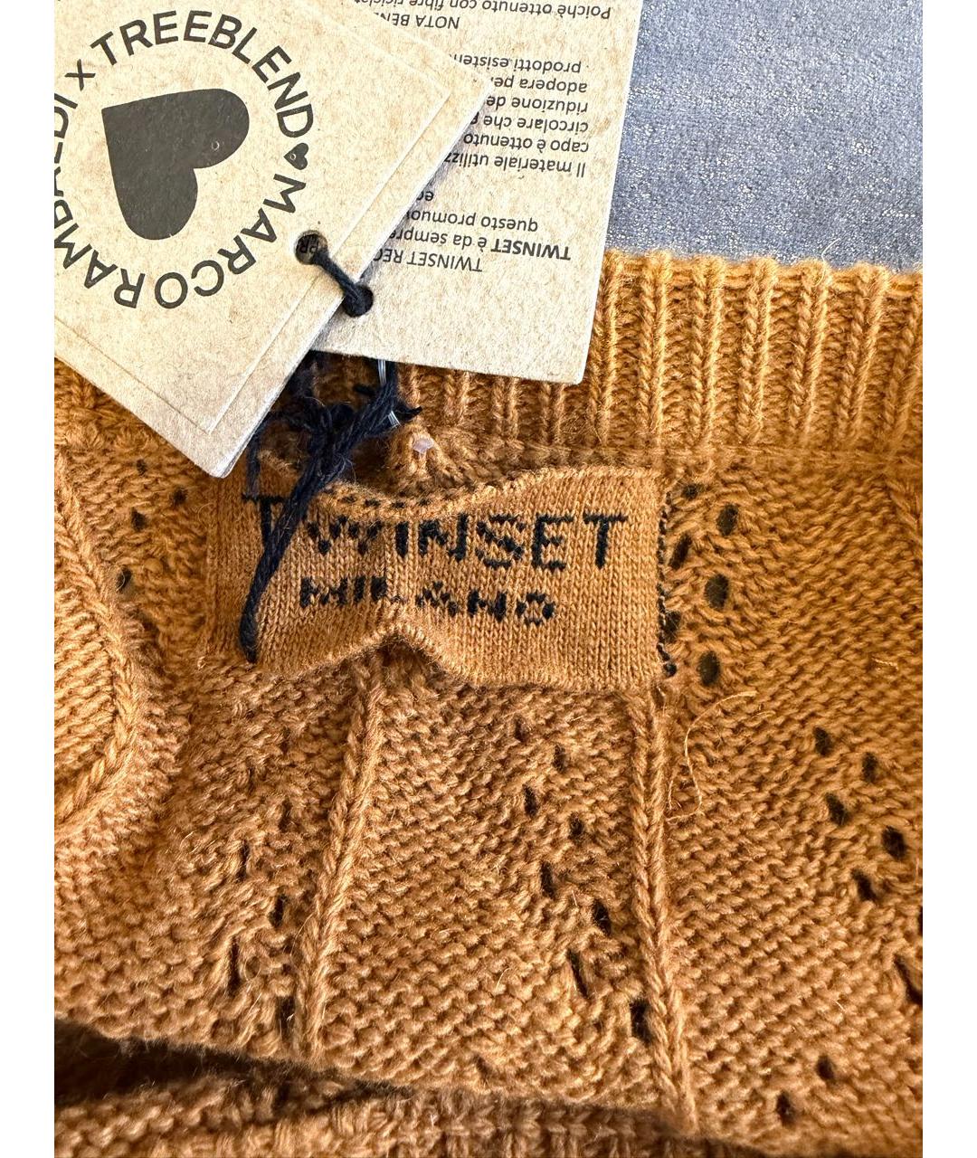 TWIN-SET Коричневая шерстяная юбка макси, фото 4