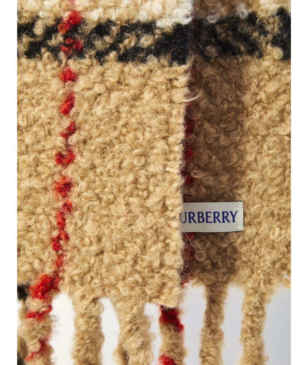 BURBERRY Бежевый шерстяной шарф, фото 2