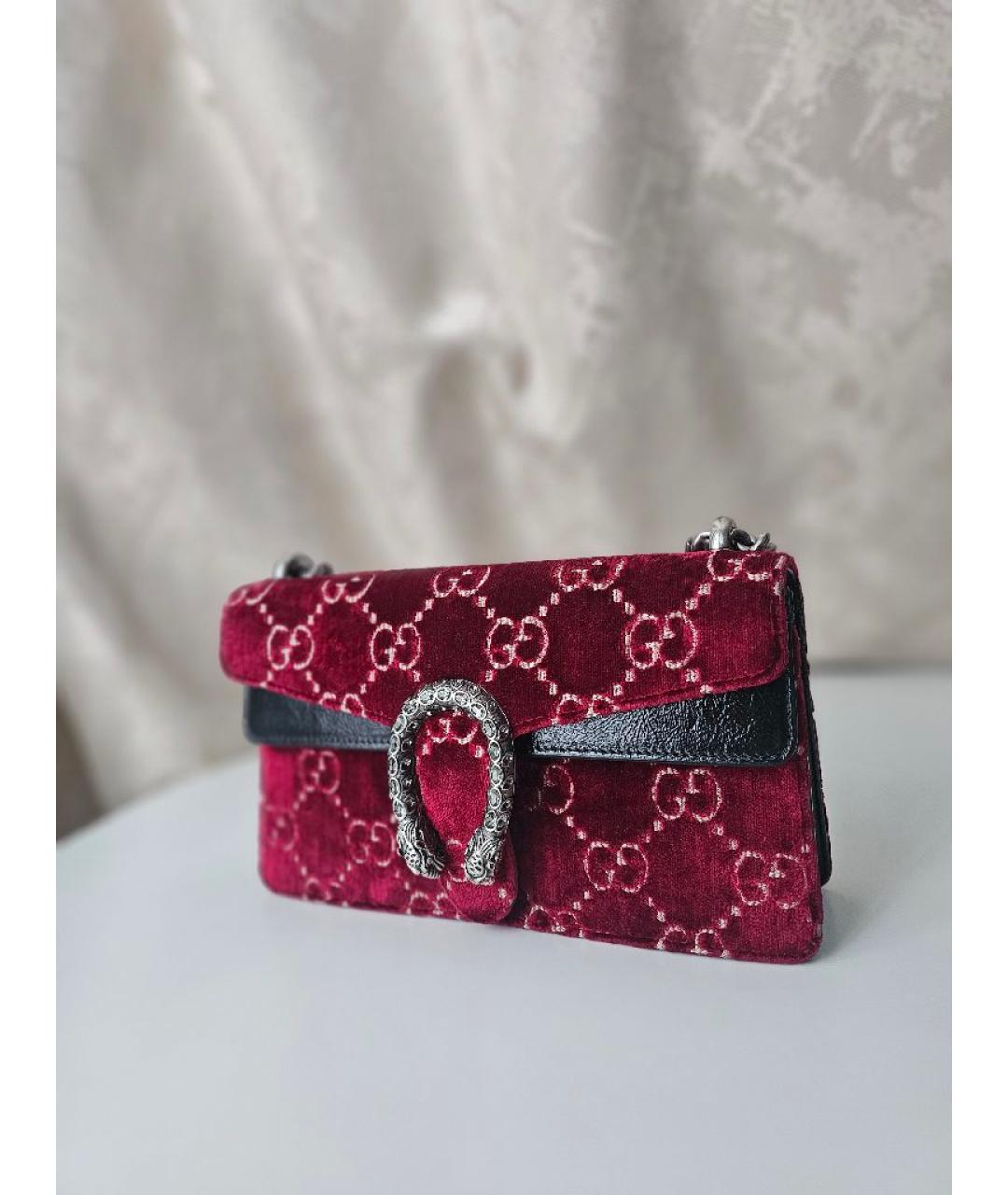 GUCCI Бордовая бархатная сумка через плечо, фото 8