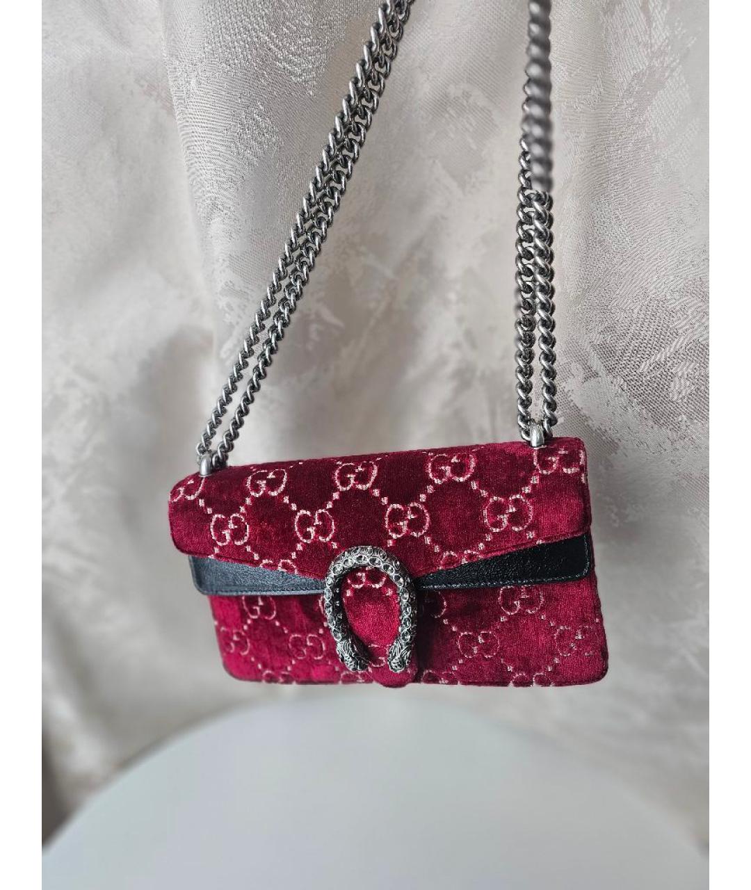 GUCCI Бордовая бархатная сумка через плечо, фото 2