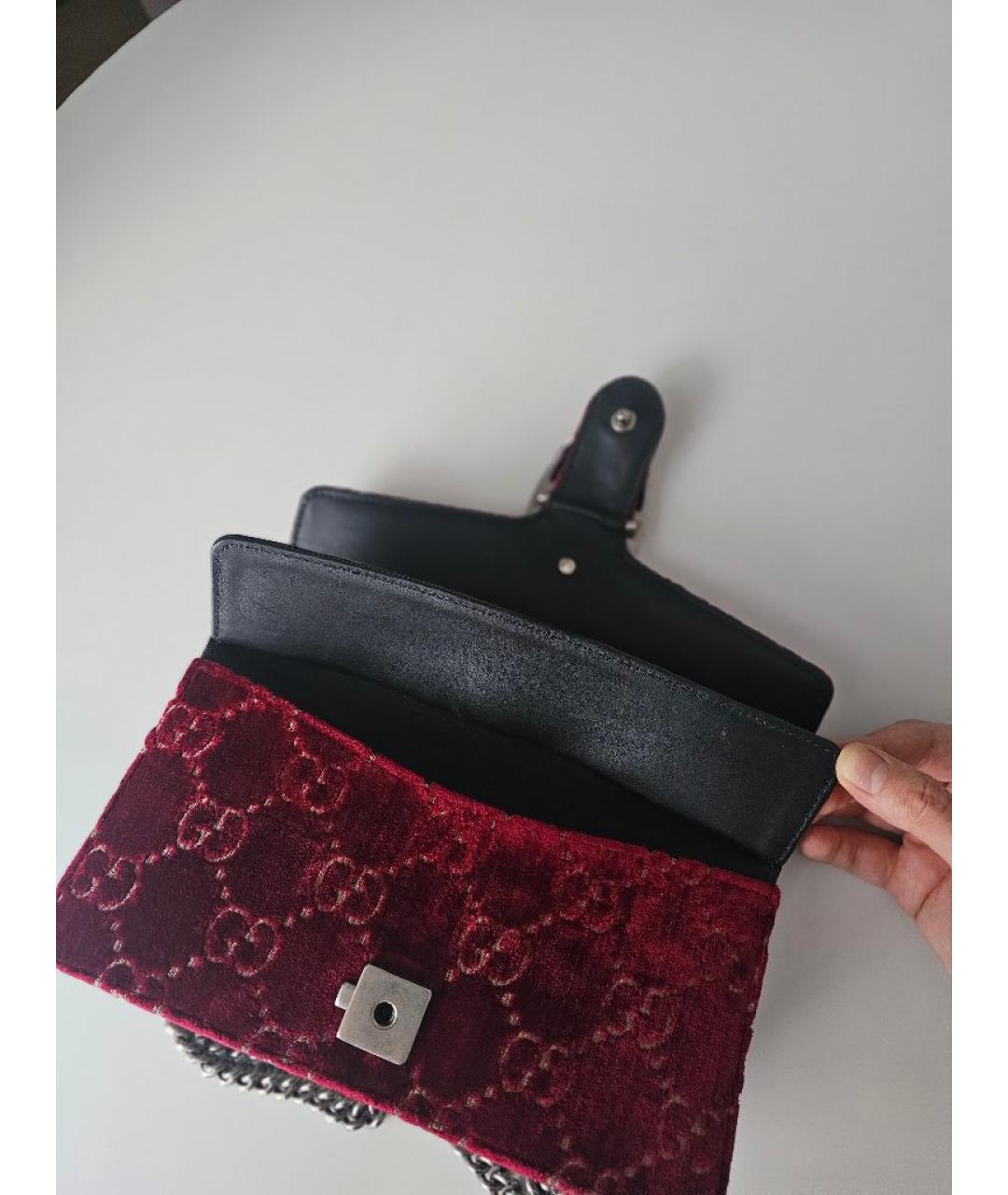 GUCCI Бордовая бархатная сумка через плечо, фото 5