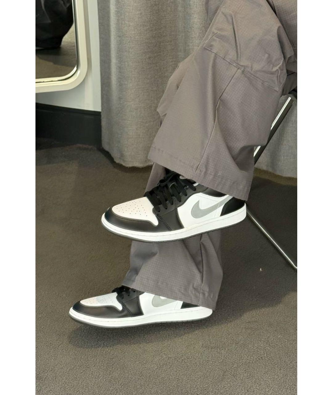 JORDAN Черные кожаные низкие кроссовки / кеды, фото 8