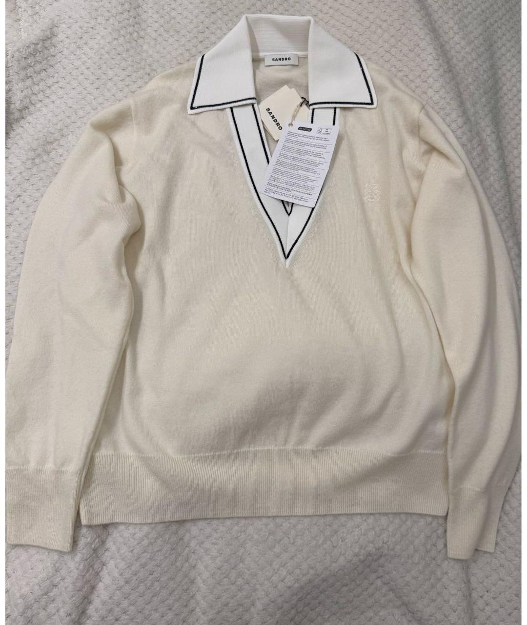 SANDRO Бежевый шерстяной джемпер / свитер, фото 2