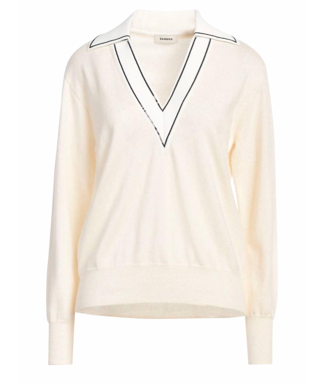 SANDRO Бежевый шерстяной джемпер / свитер, фото 1